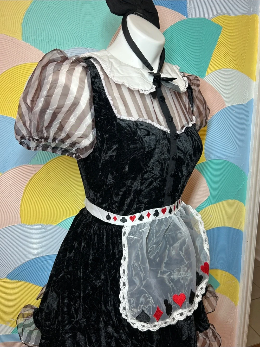 Dolls Kill Black Card Suit Maid Costume with White Apron women’s sz M